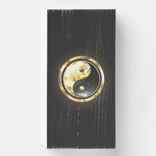 Gold Yin Yang on black Wooden Box Sign