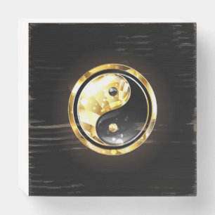 Gold Yin Yang on black Wooden Box Sign