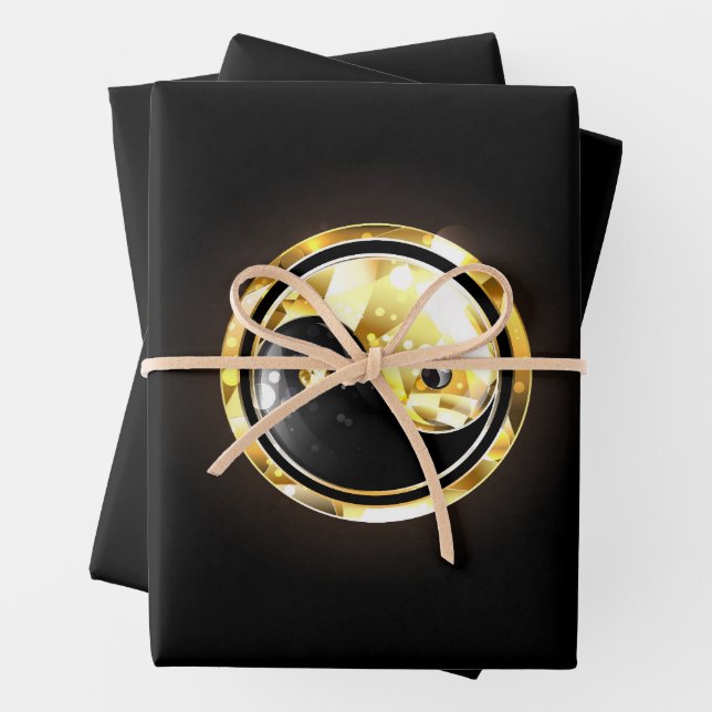 Gold Yin Yang on black Wrapping Paper Sheets (In situ)