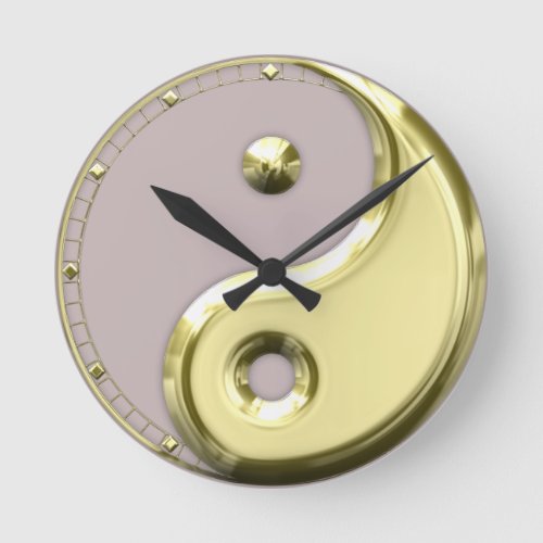 Gold Yin Yang Round Clock