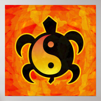 Gold Yin Yang Turtle Poster