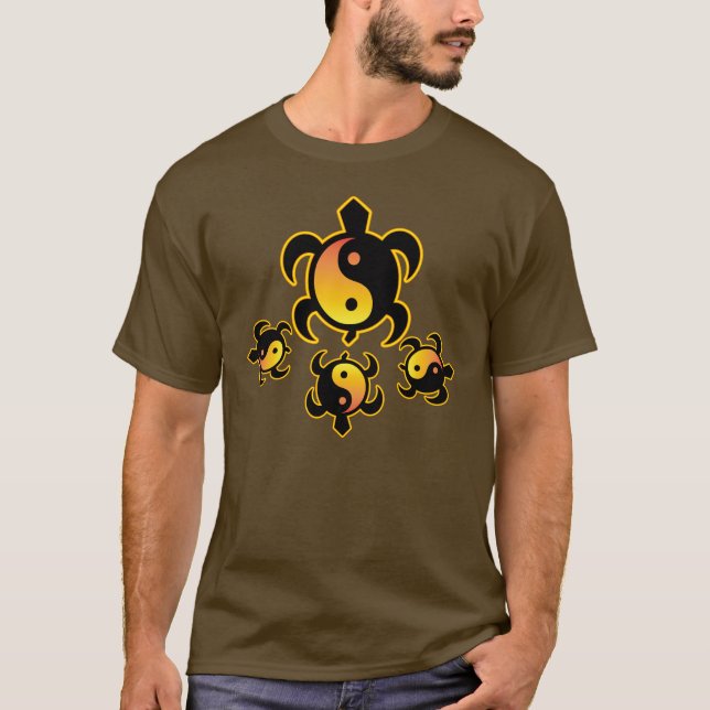 Gold Yin-Yang Turtles T-Shirt (Front)