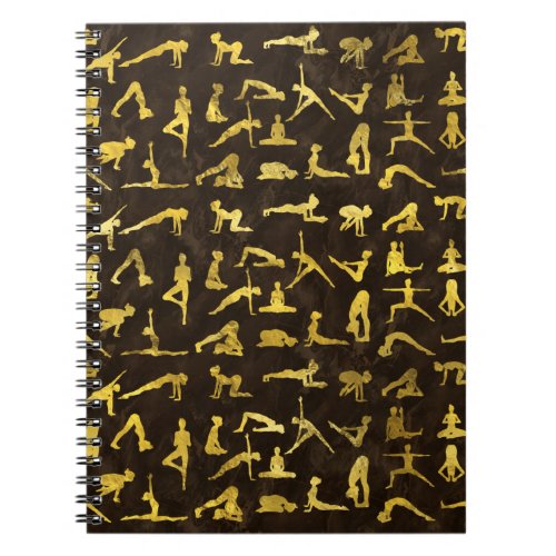 Gold Yoga Asanas  Poses pattern Notebook