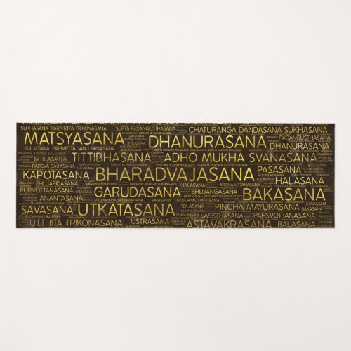 Gold Yoga Asanas  Poses Sanskrit Word Art Yoga Mat