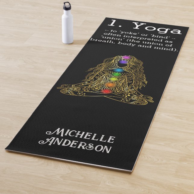 Gold Yoga Girl With Chakras Mat (In Situ)