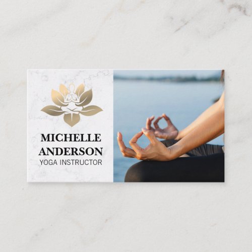 Gold Yoga Logo  Sitting Meditation Business Card