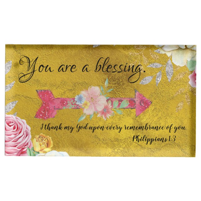 Gold You are a Blessing with KJV Scripture Place Card Holder (Front)