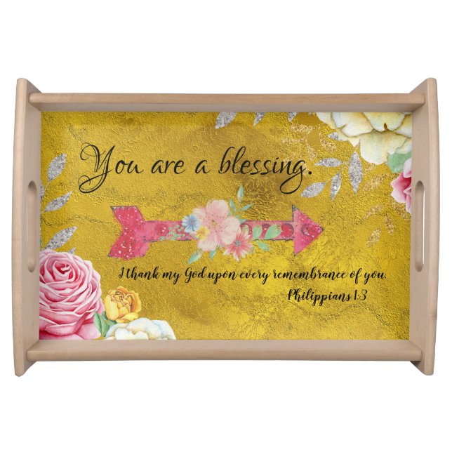 Gold You are a Blessing with KJV Scripture Serving Tray (Front)