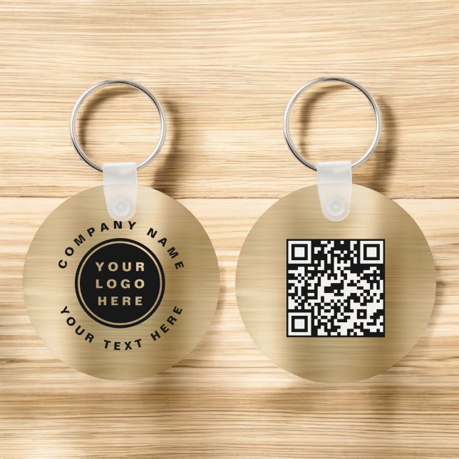 Gold Your Business Logo QR Code Business  Keychain (Creator Uploaded)