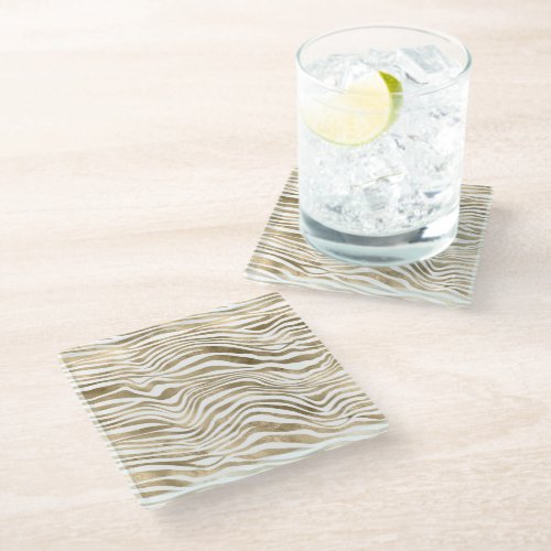 Gold Zebra Animal Print       Glass Coaster