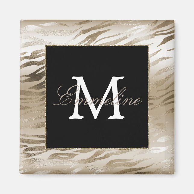 Gold Zebra Animal Print Monogram      Magnet (Front)