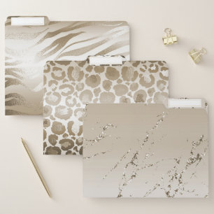 Gold Zebra Animal Print Ombre File Folder