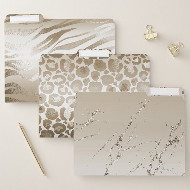 Gold Zebra Animal Print Ombre      File Folder (Set)
