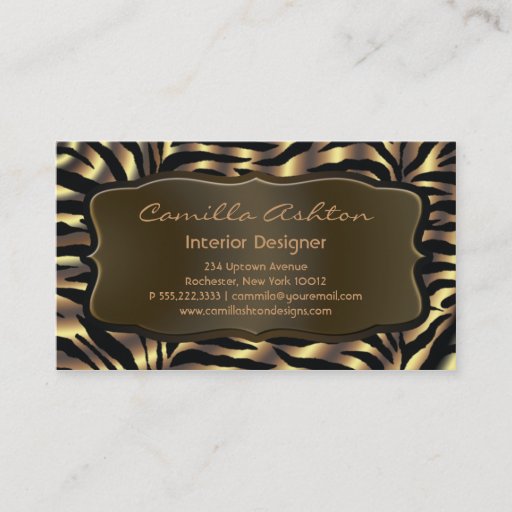 Customizable Gold Zebra Business Cards