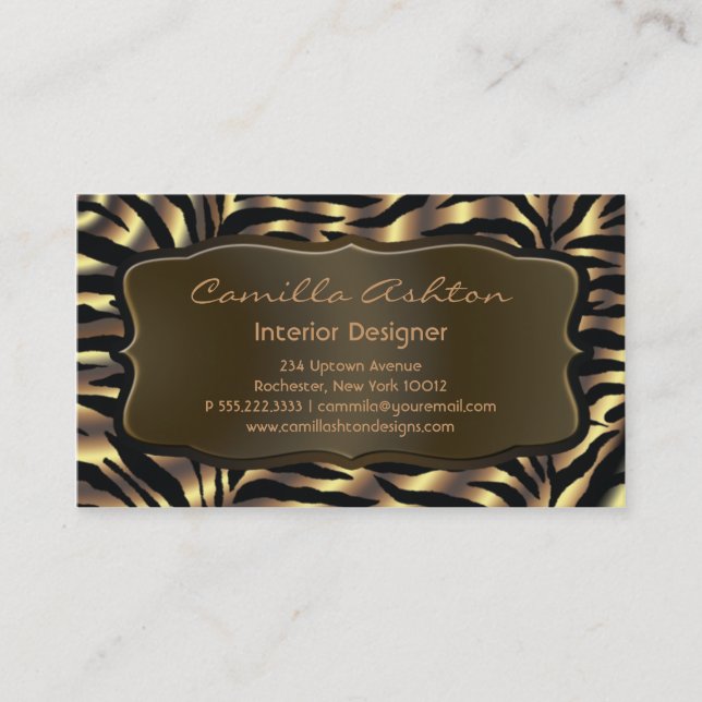 Gold Zebra Business Cards (Front)