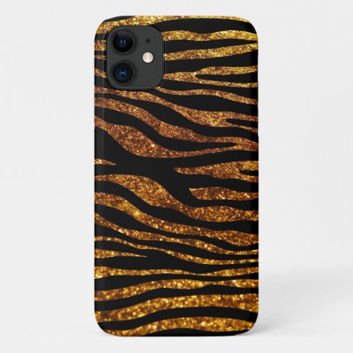 Gold Zebra Glitter Zebra Zebra Print Stripes iPhone 11 Case