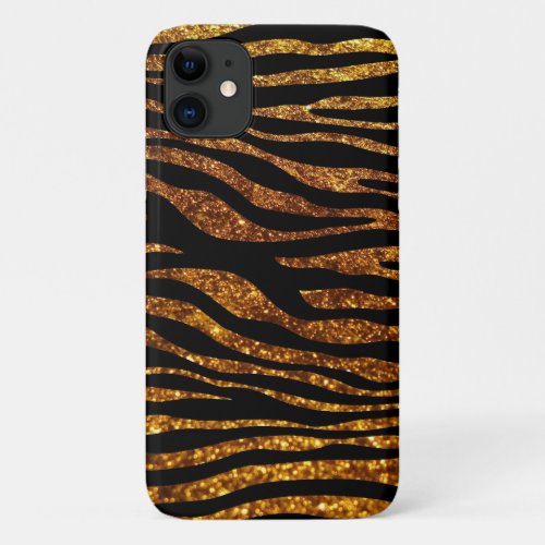 Gold Zebra Glitter Zebra Zebra Print Stripes iPhone 11 Case