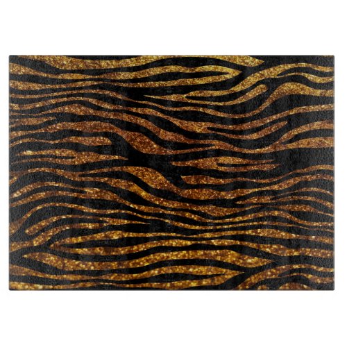 Gold Zebra Glitter Zebra Zebra Print Stripes Cutting Board