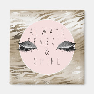 Gold Zebra Glitzy Silver Sparkle Eyes Magnet