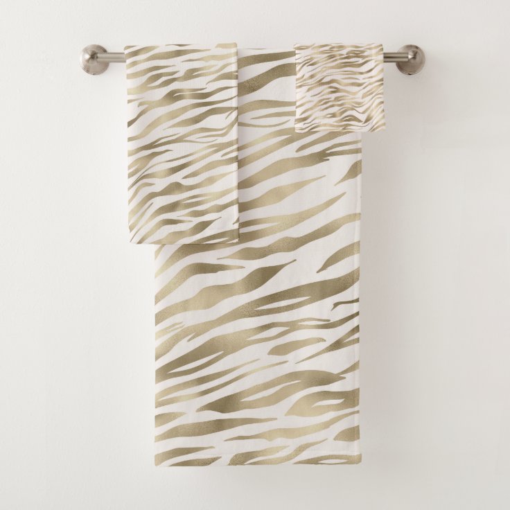 Gold Zebra Print Bath Towel Set | Zazzle