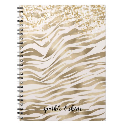 Gold Zebra Print Confetti Notebook