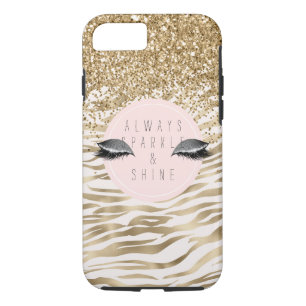Gold Zebra Print Glitzy Eyes iPhone 8/7 Case
