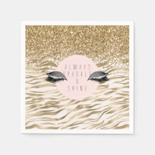 Gold Zebra Print Glitzy Eyes Napkins
