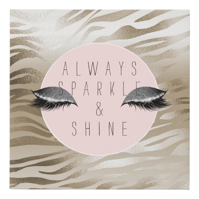 Gold Zebra Print Glitzy Silver Sparkle Eyes       (Front)