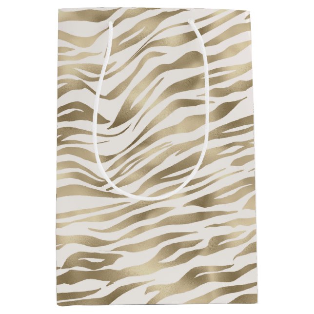 Gold Zebra Print Medium Gift Bag (Front)