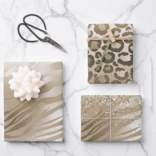 Gold Zebra Print Ombre Wrapping Paper Sheets