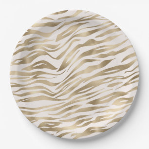 Gold Zebra Print Paper Plates