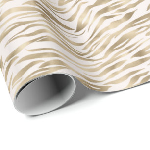 Gold Zebra Print Stripes Wrapping Paper