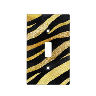 Gold Zebra Stripe Glam Luxe Exotic Design Light Switch Cover