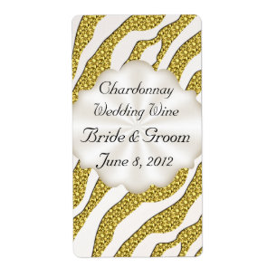 Gold Zebra Stripes Wedding Wine Avery Label