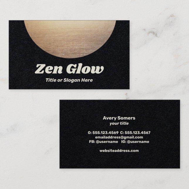  Gold Zen Circle Black  Business Card (Front/Back)