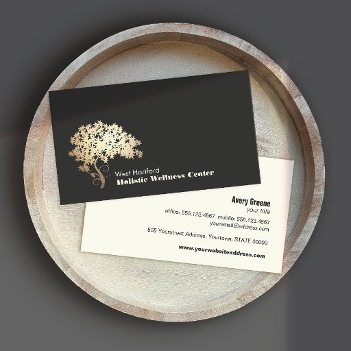 Customizable Golden Zen Tree Holistic and Alternative Health Business Cards