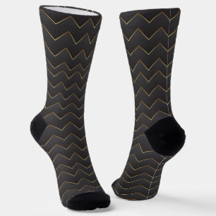 Gold Zig Zag Chevron Pattern Socks