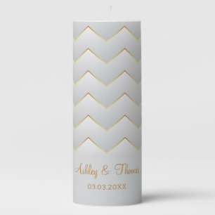 Gold Zig Zag Chevron Pillar Candle