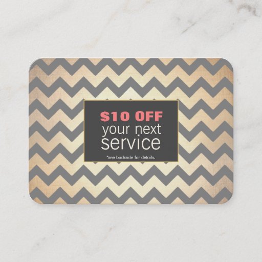Customizable Gold Zig Zags Hair Salon and Spa Discount Coupon Business Card Templates