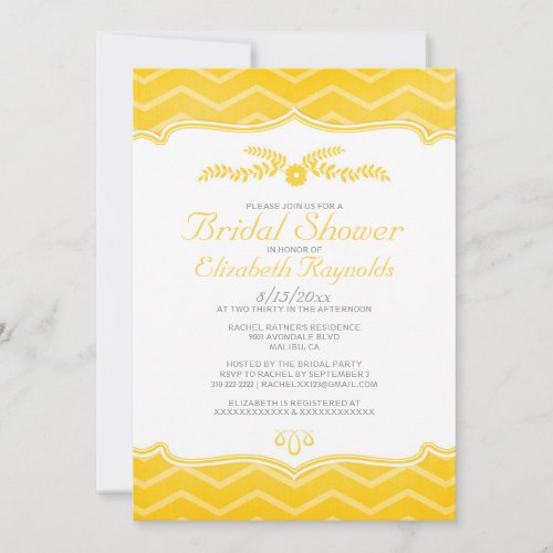 Gold Zigzag Bridal Shower Invitations