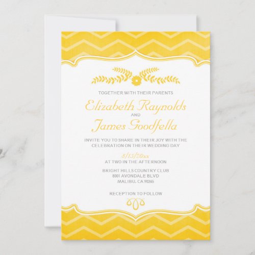 Gold Zigzag Wedding Invitations