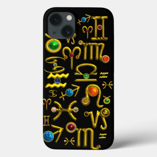 GOLD ZODIAC BIRTHDAY JEWELSGEMSTONESASTROLOGY iPhone 13 CASE