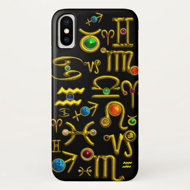 GOLD ZODIAC BIRTHDAY JEWELS,GEMSTONES,ASTROLOGY Case-Mate iPhone CASE (Back)