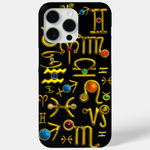 GOLD ZODIAC BIRTHDAY JEWELS,GEMSTONES,ASTROLOGY iPhone 15 PRO MAX CASE