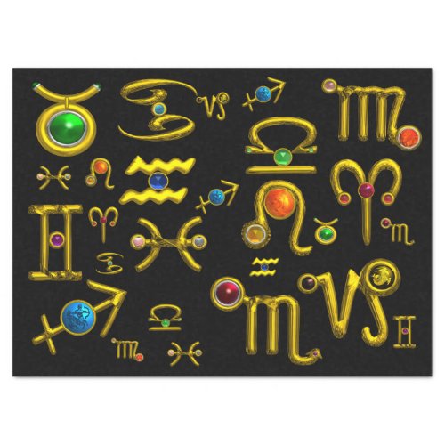 GOLD ZODIAC BIRTHDAY JEWELSGEMSTONESASTROLOGY TISSUE PAPER