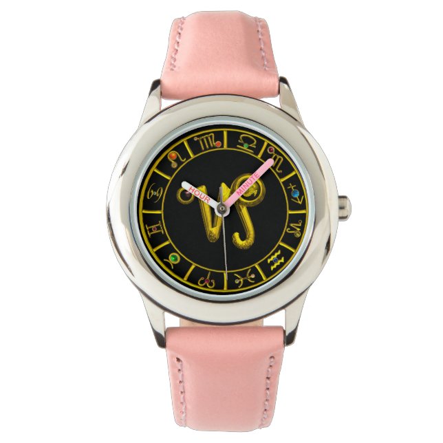 GOLD ZODIAC BIRTHDAY SIGNS /CAPRICORN WATCH (Front)