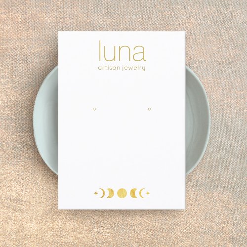 Gold Zodiac Moon Phase White Earring Display  Busi Business Card