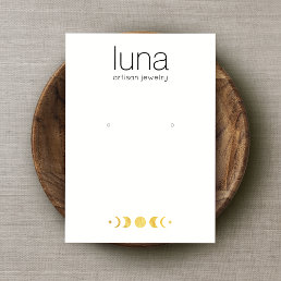 Gold Zodiac Moon Phase White Earring Display  Business Card