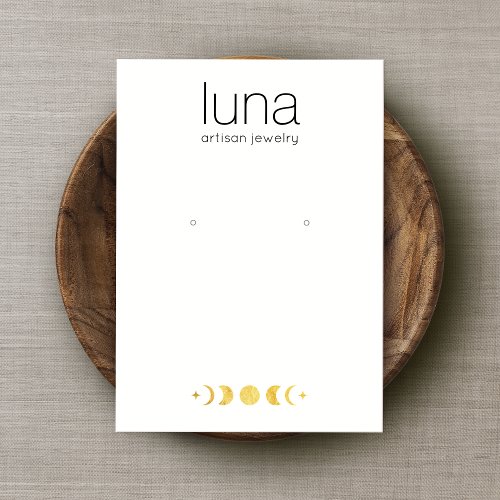 Gold Zodiac Moon Phase White Earring Display  Business Card