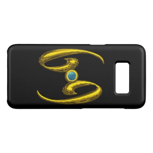 GOLD ZODIAC SIGN CANCER Blue Opale Gemstone Black Case_Mate Samsung Galaxy S8 Case